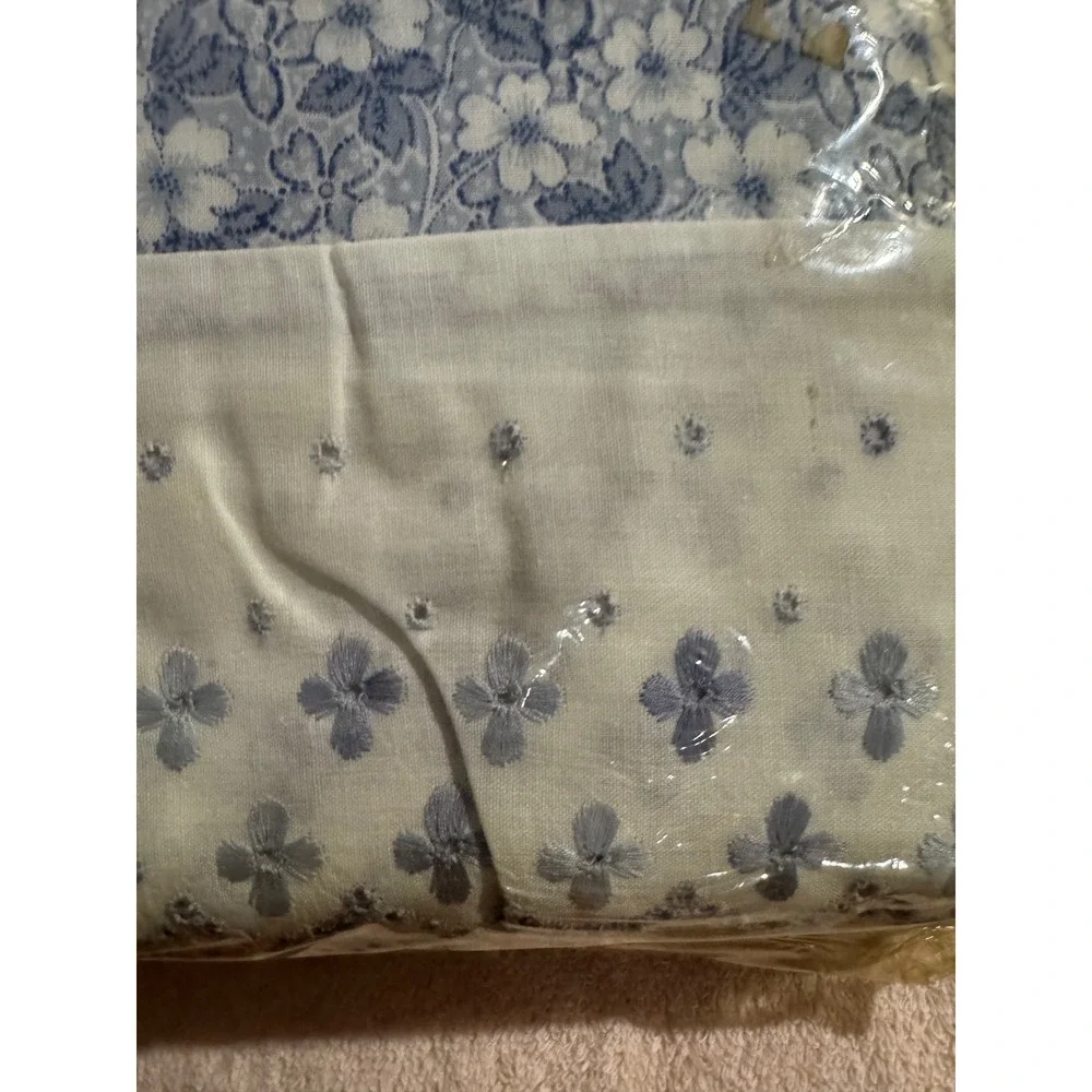 Vintage Pequot Morning Breeze King Sheet Set Blue Floral Luxury Muslin No Iron
